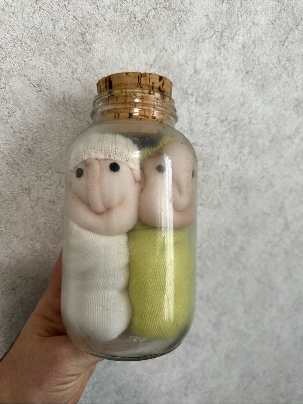 Vintage Pickled People Jar Duo - White & Lime Green
